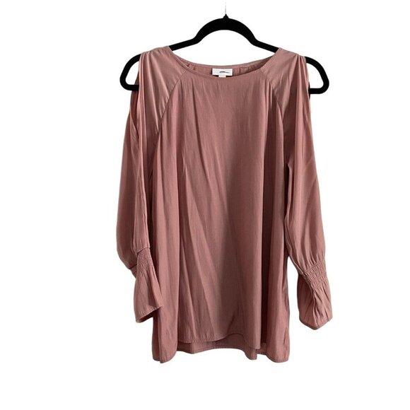 J.Jill Women Size S Pink Rose Round Neck Bell Sleeves Cold Shoulder Blouse - Picture 2 of 9